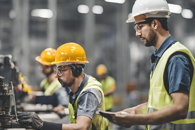 Workers in an industrial plant