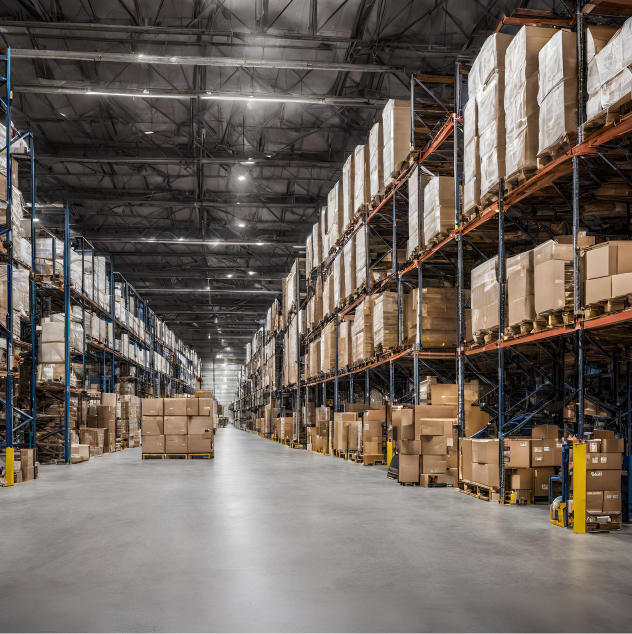 The interior of a warehouse