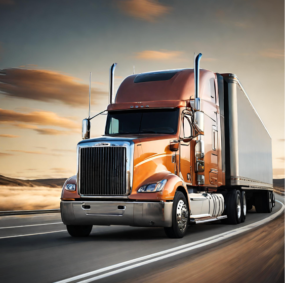 A semi truck driving on the road